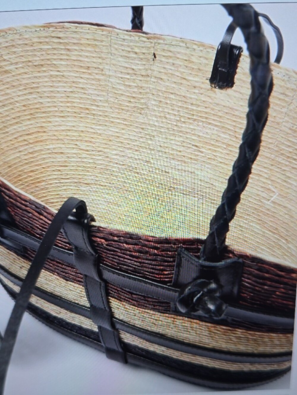 Altuzarra Watermill Striped Straw Tote in Brown, Cream & Black - Picture 3 of 12
